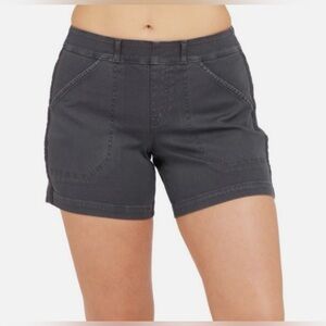 Women’s SPANX Stretch Twill Shorts, Charcoal Black, Pull on Size Small